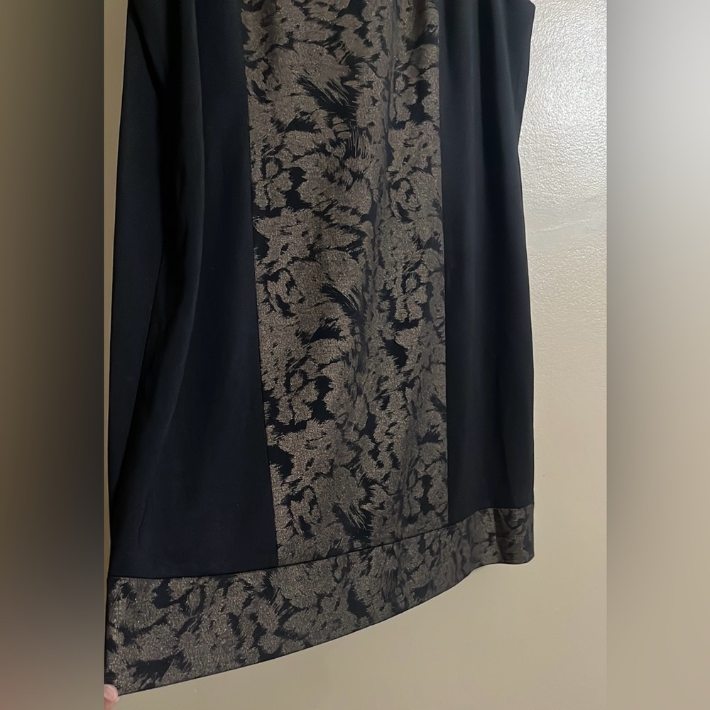 Tahari Dress Sz 22W Black/Gold Round Neck Abstract Design Worship Office Formal - Picture 3 of 8